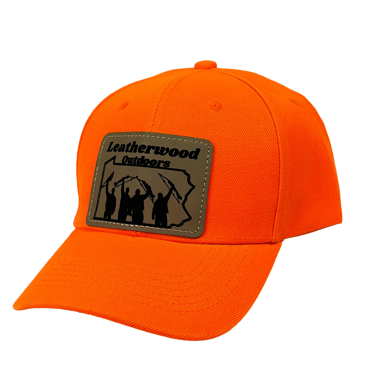 Hunter Orange Bow Hunters Leather Patch Hat